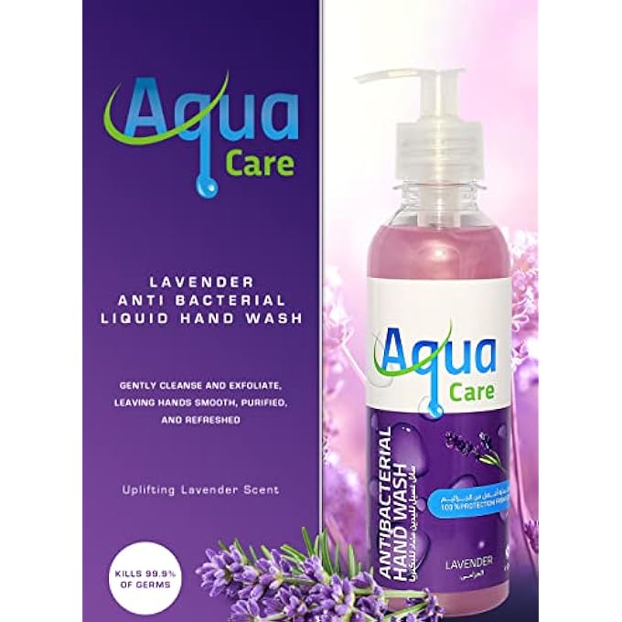 Aqua Care ANTIBACTERIAL LIQUID HAND WASH LAVENDER EXTRACT, EFFECTIVE GERM PROTECT SKIN HAND SOAP, MOISTURIZING & SOOTHING CLEAN WITH FRESH LAVENDER SCENT, ESSENTIAL OILS & PARABEN FREE, 475ML - Image 5